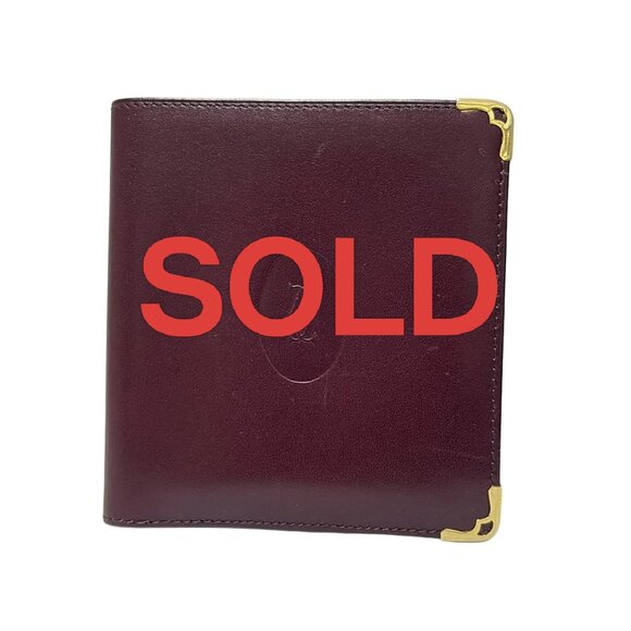 Cartier Must Line - Bordeaux Gold Leather Hardware Bill Holder 109-060425 - Picture 1 of 5